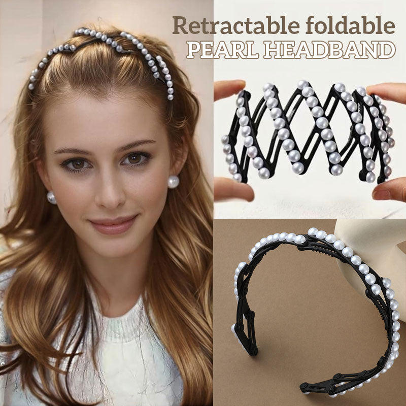Retractable foldable pearl headband