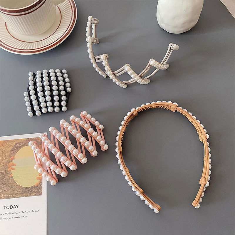 Retractable foldable pearl headband