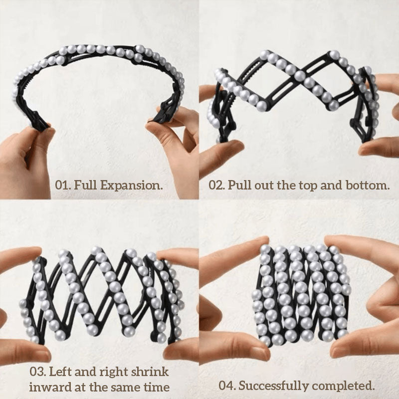 Retractable foldable pearl headband