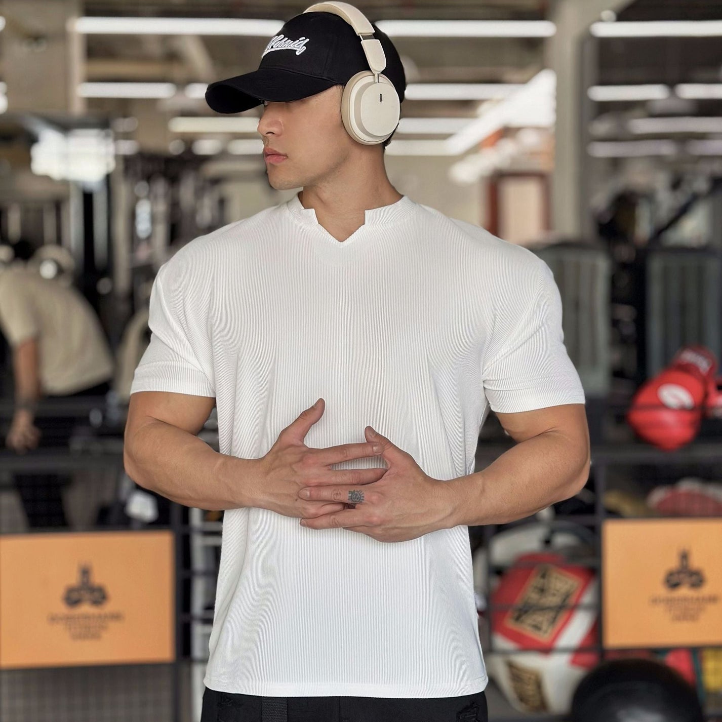 Men's V Neck Short Sleeve Muscle Sports Fitness T-Shirt