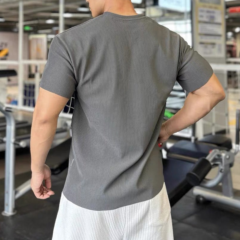Men's V Neck Short Sleeve Muscle Sports Fitness T-Shirt