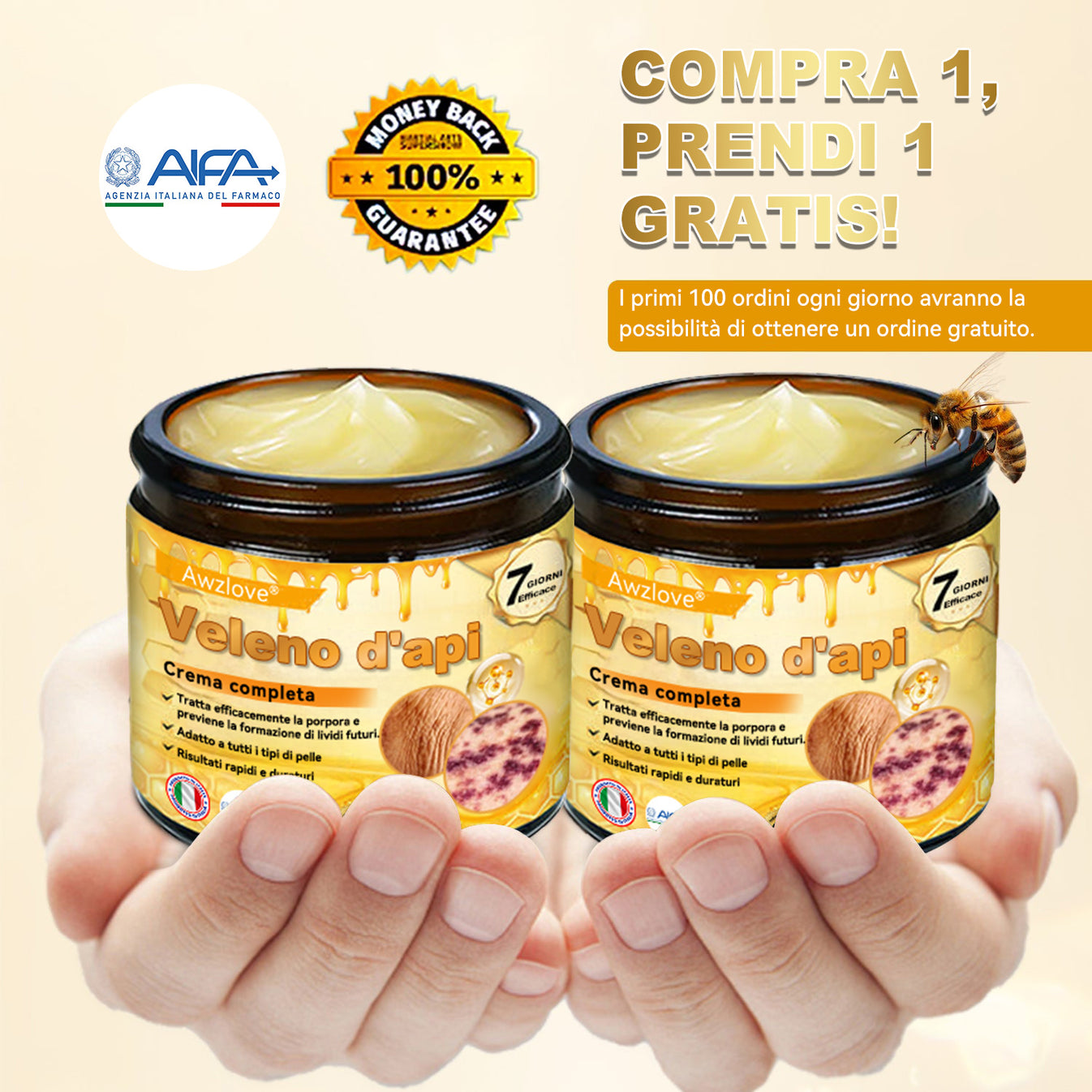 Prodotto e spedito dall'Italia✅ Crema completa al veleno d'api 🔥ULTIMO GIORNO 80% DI SCONTO🔥